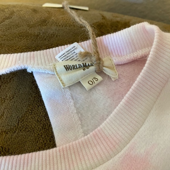 World Market Pink and White Tie Dye Sweatshirt With Cutout Back New With Tag - Picture 8 of 15